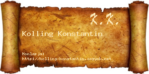 Kolling Konstantin névjegykártya